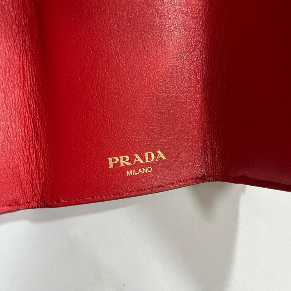 PRADA Compact Wallet Tri-fold Leather Vitello Move Mini